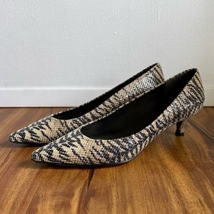 Stuart Weitzman Snakeskin Tiger Print Kitten Heels